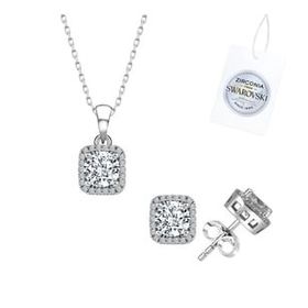 Kovac 925 Ayar Baget Tektaş Model Swarovski Zirconia Taşlı Kadın Gümüş Set