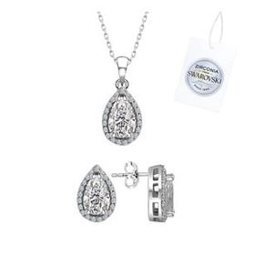Kovac 925 Ayar Damla Model Swarovski Zirconia Taşlı Kadın Gümüş Set