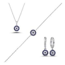 Kovac 925 Ayar Göz Model Zirkon Taşlı Kadın Gümüş Set