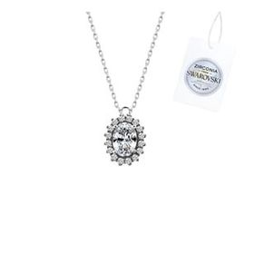 Kovac 925 Ayar Gümüş Oval Model Swarovski Zirconia Taşlı Kadın Kolye