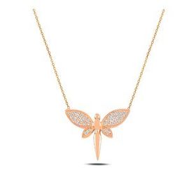 Kovac 925 Ayar Gümüş Peri Model Rose Kaplama Zirkon Taşlı Kadın Kolye