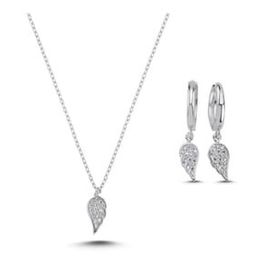 Kovac 925 Ayar Kanat Model Zirkon Taşlı Kadın Gümüş Set