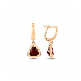 Kovac 925 Ayar Rose Kaplama Garnet Zirkon Taşlı Sallantılı Kadın Gümüş Küpe