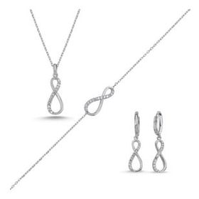 Kovac 925 Ayar Sonsuzluk Model Zirkon Taşlı Kadın Gümüş Set