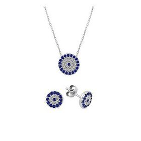 Kovac 925 Ayar Sosyete Gözü Model Zirkon Taşlı Kadın Gümüş Set