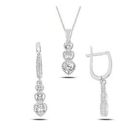 Kovac 925 Ayar Süzme Kalp Model Zirkon Taşlı Kadın Gümüş Set