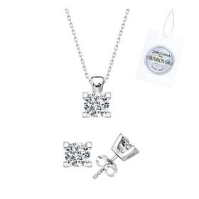 Kovac 925 Ayar Tektaş Model Swarovski Zirconia Taşlı Kadın Gümüş Set