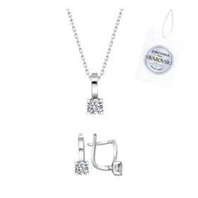 Kovac 925 Ayar Tektaş Model Swarovski Zirconia Taşlı Kadın Gümüş Set