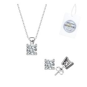 Kovac 925 Ayar Tektaş Model Swarovski Zirconia Taşlı Kadın Gümüş Set