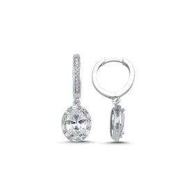 Kovac Oval Baget Model Zirkon Taşlı 925 Ayar Kadın Gümüş Küpe