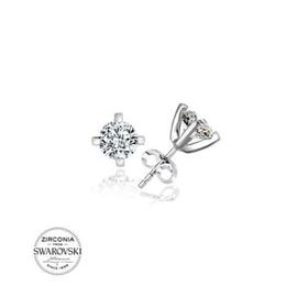 Kovac Tektaş Model Swarovski Zirconia Taşlı 925 Ayar Kadın Gümüş Küpe