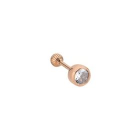 Kovac Tektaş Tragus Model Rose Kaplama Zirkon Taşlı 925 Ayar Kadın Gümüş Küpe