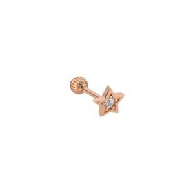 Kovac Yıldız Tragus Model Rose Kaplama Zirkon Taşlı 925 Ayar Kadın Gümüş Küpe