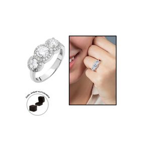 Kovan Starlight Diamond Pırlanta Montür Zarif Tasarım 925 Ayar Gümüş Kadın Tria Yüzük - Beyaz