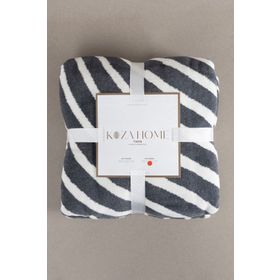 Koza Home 150x200 cm Antrasit Krem Twin Soft Pamuklu Tek Kişilik Battaniye