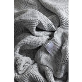Koza Home 160x220 cm Miel Gri Kenarı Ponponlu Tek Kişilik Battaniye