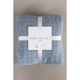 Koza Home 200x220 cm Mavi Krem Twin Soft Pamuklu Çift Kişilik Battaniye