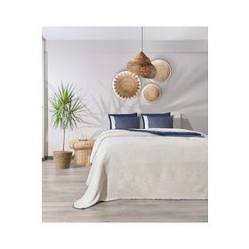 Koza Home 200x220 cm Mavi Krem Twin Soft Pamuklu Çift Kişilik Battaniye