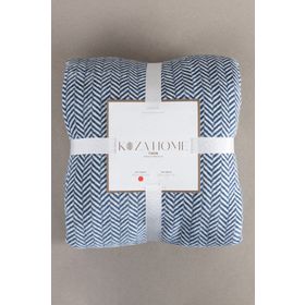 Koza Home 200x220 cm Mavi Krem Twin Soft Pamuklu Çift Kişilik Battaniye