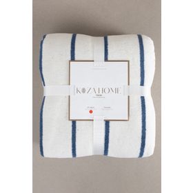 Koza Home 200x220 cm Mavi Krem Twin Soft Pamuklu Çift Kişilik Battaniye