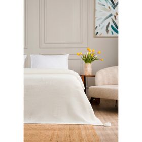 Koza Home 37100 200x220 cm Miel Krem Çift Kişilik Kenarı Ponponlu Battaniye