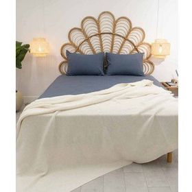 Koza Home 37100 200x220 cm Miel Krem Çift Kişilik Kenarı Ponponlu Battaniye