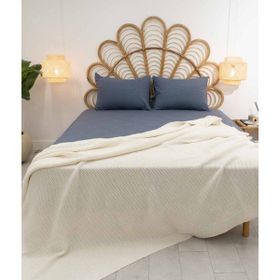 Koza Home 37100 200x220 cm Miel Krem Çift Kişilik Kenarı Ponponlu Battaniye