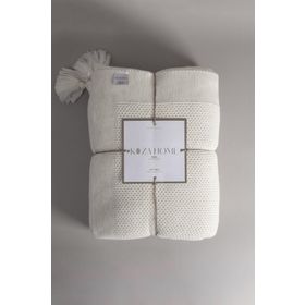 Koza Home 37100 200x220 cm Miel Krem Çift Kişilik Kenarı Ponponlu Battaniye