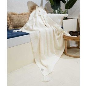 Koza Home 37102 130x170 cm Miel Krem Kenarı Ponponlu Tv Battaniyesi