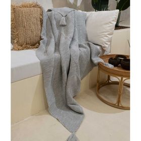 Koza Home 37107 130x170 cm Miel Gri Kenarı Ponponlu Tv Battaniyesi