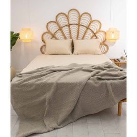 Koza Home 37110 200x220 cm Miel Vizon Kenarı Ponponlu Çift Kişilik Battaniye