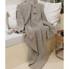 Koza Home 37111 160x220 cm Miel Vizon Kenarı Ponponlu Tek Kişilik Battaniye