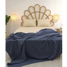 Koza Home 37115 200x220 cm Miel Indigo Kenarı Ponponlu Çift Kişilik Battaniye
