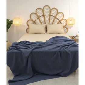 Koza Home 37115 200x220 cm Miel Indigo Kenarı Ponponlu Çift Kişilik Battaniye