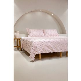 Koza Home 5032 Sitra Pudra 230x250 cm Çift Kişilik Püsküllü 50x70 cm 2 Yastık Yatak Örtüsü