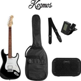 Kozmos KGP-STG20HSS-BK Siyah Elektro Gitar + UNIQUE-MINI-BK 10W Amfi Başlangıç Paketi