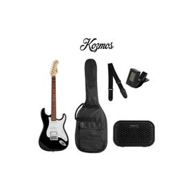 Kozmos KGP-STG20HSS-BK Siyah Elektro Gitar + UNIQUE-MINI-BK 10W Amfi Başlangıç Paketi