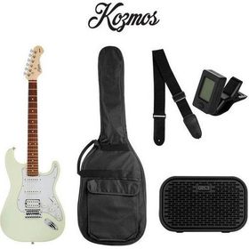 Kozmos KGP-STG20HSS-OWH Beyaz Elektro Gitar + UNIQUE-MINI-BK 10W Amfi Başlangıç Paketi
