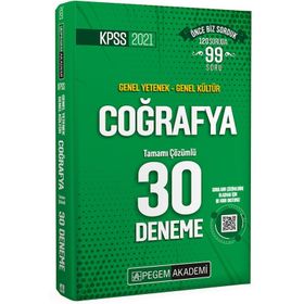KPSS Genel Yetenek Genel Kültür Coğrafya Tamamı Çözümlü 30 Deneme 2021-Pegem Yayıncılık