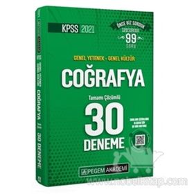 KPSS Genel Yetenek Genel Kültür Coğrafya Tamamı Çözümlü 30 Deneme 2021-Pegem Yayıncılık