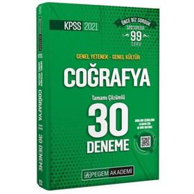 KPSS Genel Yetenek Genel Kültür Coğrafya Tamamı Çözümlü 30 Deneme 2021-Pegem Yayıncılık
