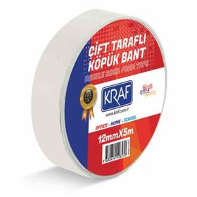 Kraf 12 mm 5 mt Çift Taraflı Köpük Bant
