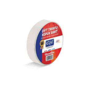 Kraf 12 mm 5 mt Çift Taraflı Köpük Bant