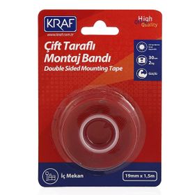 Kraf 2530G 19 mm x 1.5 mt Çift Taraflı Montaj Bandı