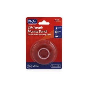 Kraf 2530G 19 mm x 1.5 mt Çift Taraflı Montaj Bandı