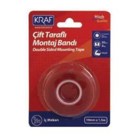 Kraf 2530G 19 mm x 1.5 mt Çift Taraflı Montaj Bandı