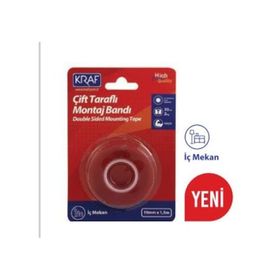 Kraf 2530G 19 mm x 1.5 mt Çift Taraflı Montaj Bandı