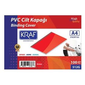 Kraf 512G Kırmızı A4 100'lü Cilt Kapağı