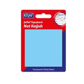 Kraf 7676TR 76x76 mm 50 Yaprak Yapışkanlı Şeffaf Mavi Not Kağıdı