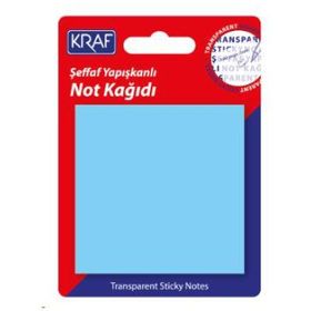 Kraf 7676TR 76x76 mm 50 Yaprak Yapışkanlı Şeffaf Mavi Not Kağıdı